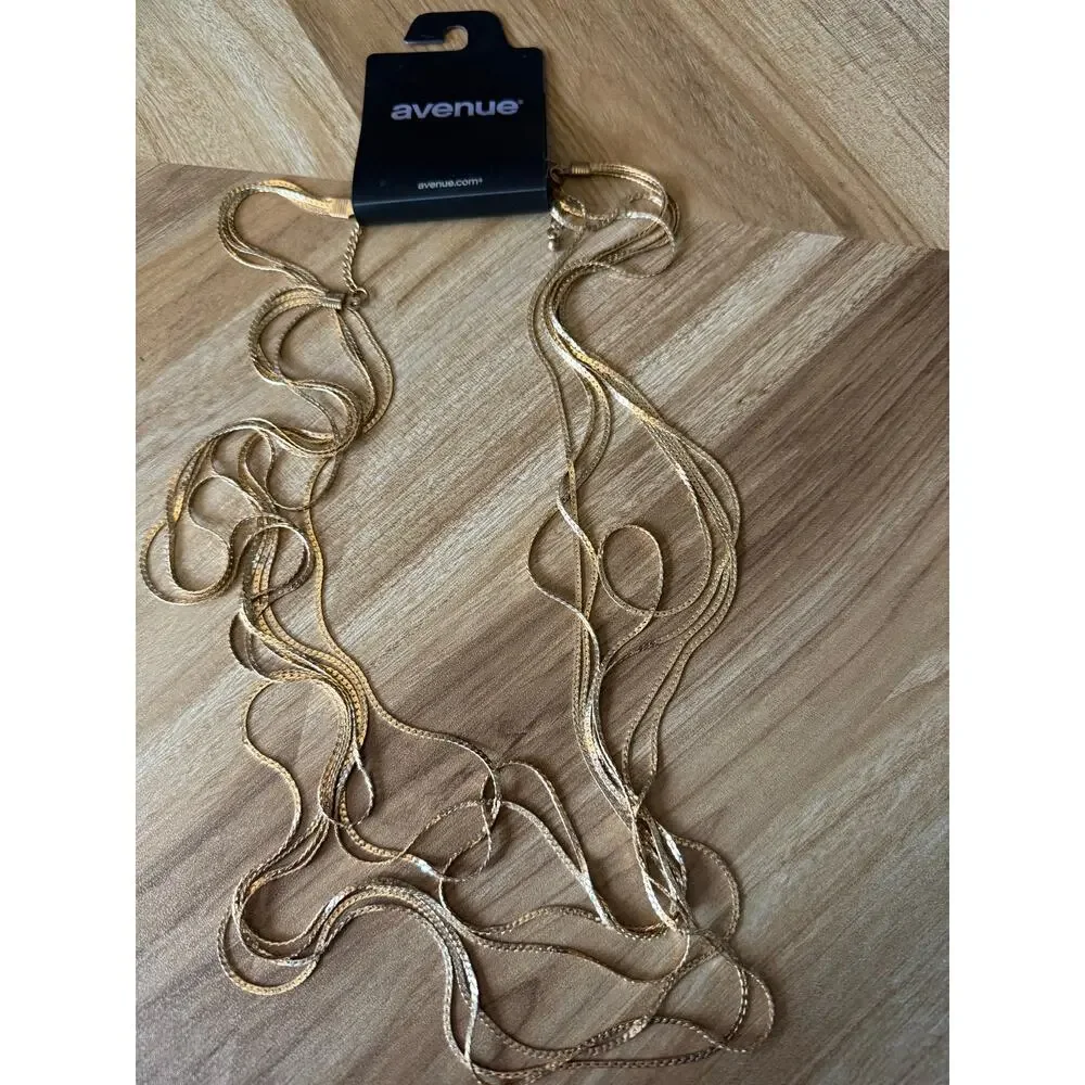NWT AVENUE Multi-Strand Gold-Tone Snake Chain Necklaces